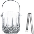 Glass Ice Bucket with Handle and Ice Tong Holds 37oz of Ice Clear Crystal Ice Buckets for Cocktail Bar Wine Home Bar Accessories Parties Clear Champagne Bucket