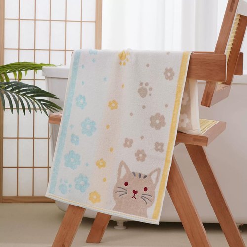 Kissvian 2 Pack Cute Cat Hand Towel Set Cartoon Animal Decorative Home Bathroom Kitchen Towels Face Washcloths for Cat Lovers Kids