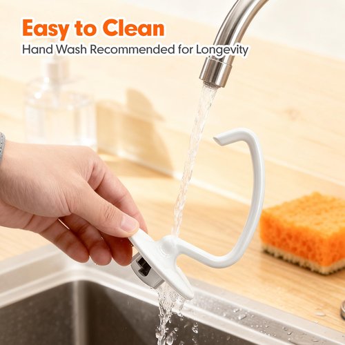 K45DH Dough Hook for KitchenAid 4.5–5 Quart Tilt-Head Stand Mixers, Coated C-Shaped Bread Hook Attachment, Replacement for K45 K45SS KSM90 KSM150, Kneads Pizza & Yeast Dough