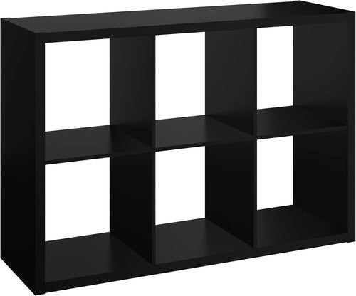 ClosetMaid 6-Cube Storage Shelf Organizer - Versatile Open Back Design, Easy Assembly, Black Wood Finish
