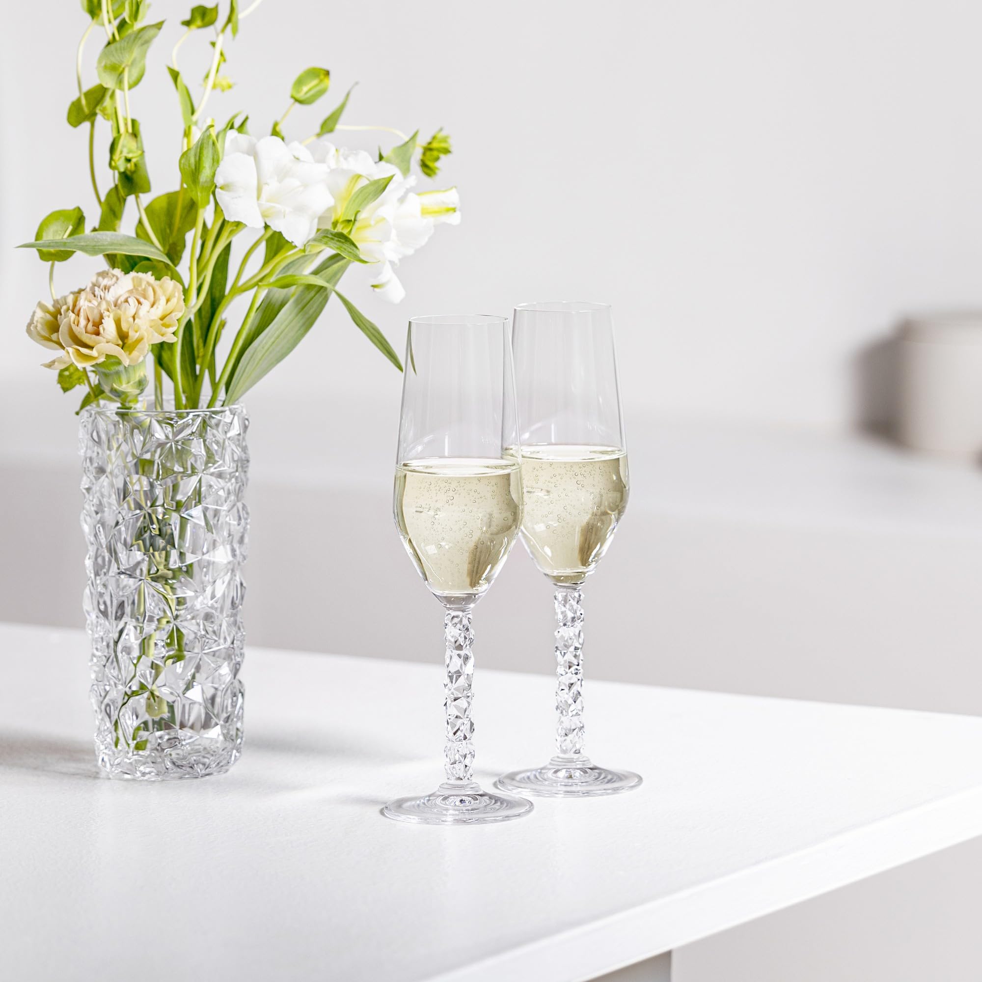 Orrefors Carat 8 oz. Champagne/Flute Crystal Stemware,Set of 2