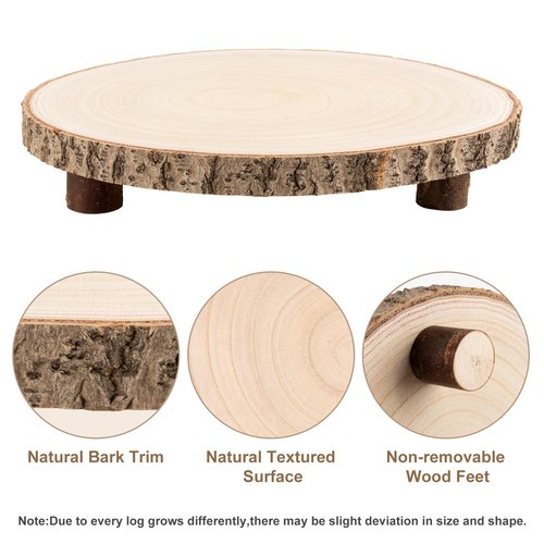 Ruizhihu Wood Cake Stand, 10-11 Inch Wood Slice With Legs, Rustic Slice Cake Stand, for Wedding Table Centerpieces, Woodlandthemed Parties, Event, Birthday Party