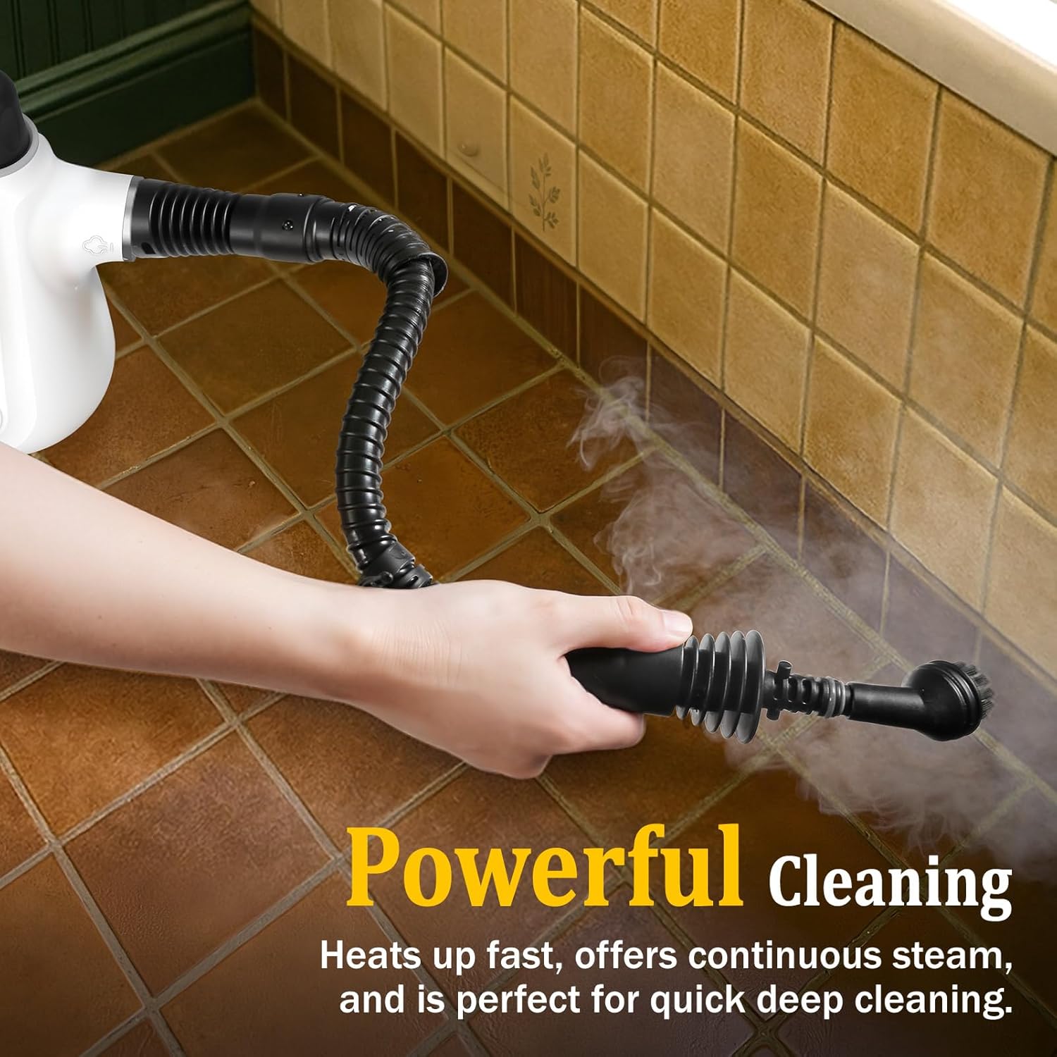 Steam Cleaner, Deep Cleaning Multi-Surface Handheld Steam Cleaner with Steam Lock Button & 16 PCS Accessories, 100% Natural Portable Steamer for Cleaning Home Car Bathroom Kitchen Grout Tile Window
