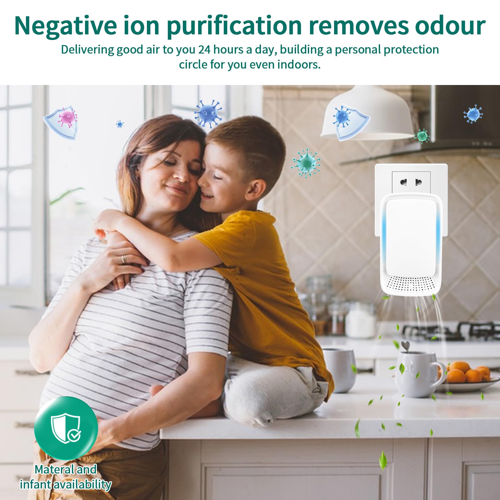Plug-In Ionic Air Purifier (4 Pack), Home Air Ionizer, Silent Filterless Air Purifier, Silent Filterless Air Purifier for Home, Portable Negative Ion Air Freshener for Pet Odors, Dust, and Smoke.