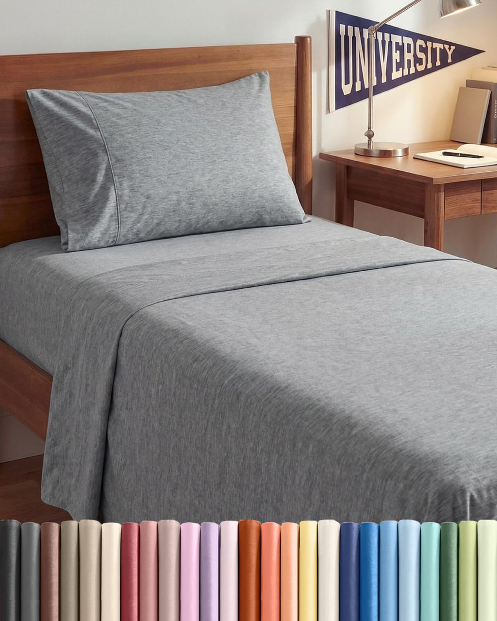 Skiennix Twin XL Sheet Set - Comfy Cooling Bed Sheets with Deep Pockets - Luxury Grey 3-Piece Bedding