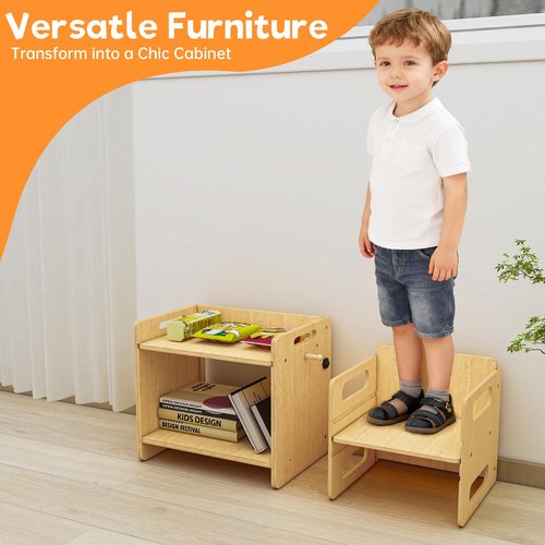 Acenova Montessori Weaning Table and Chair Set, Wooden Weaning Toddler Kids Table with Hook for Toddlers, Montessori Furniture for Reading, Snacks, Play, Learning & Activity Time Kids Toddler Desk