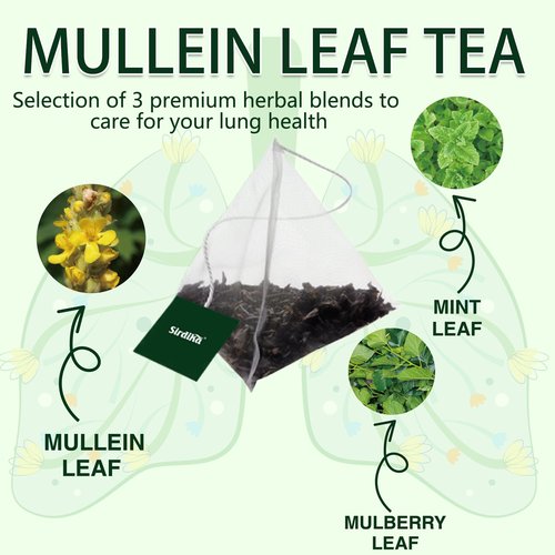 Mullein Tea Bags for Lungs - 20 Teabags (2.47oz/70g), 100% Pure Natural Premium Mullein Leaf, Mint Leaf, Mulberry Leaf for Lungs Cleanse and Respiratory Support, Herbal Teas, Caffeine Free (2 BOX)