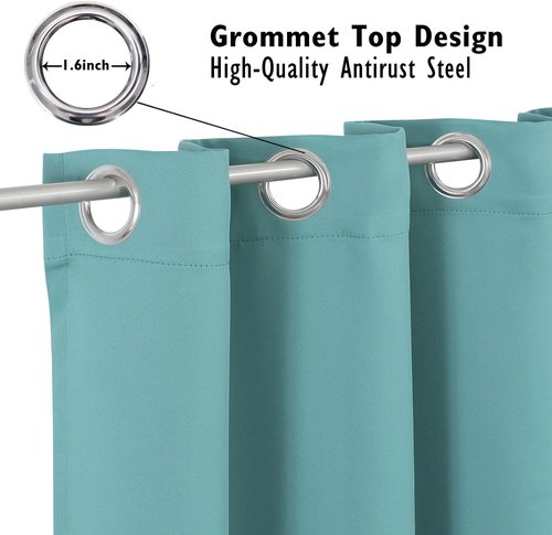 ChrisDowa Blackout Curtains - Thermal Insulated Room Darkening Panels, Aqua, 52 x 63 Inches - 2-Panel Set