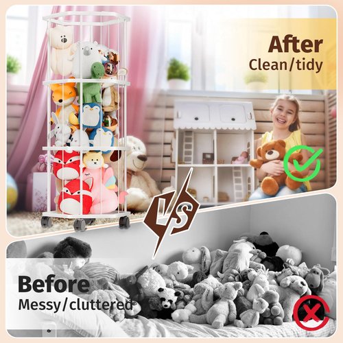 ksdenuov Extra Large Metal Stuffed Animal Storage, Organizer & Holder | Teddy Bear & Toy Storage for Playroom, Bedroom, Toddler Room | Space-Saving Plush Gift