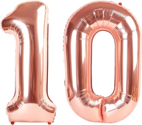 10th Number Balloon by [Brand Name] - 40 Inch Rose Gold Foil Balloon for Birthday & Anniversary Celebrations