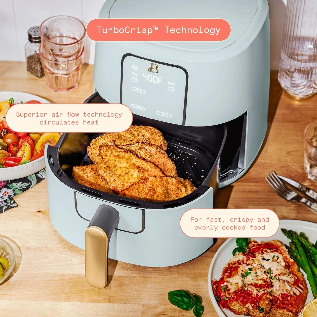 TurboCrisp 6-Quart Digital Air Fryer | 4 Cooking Presets, Non-Stick & Dishwasher Safe, 1750 Watt