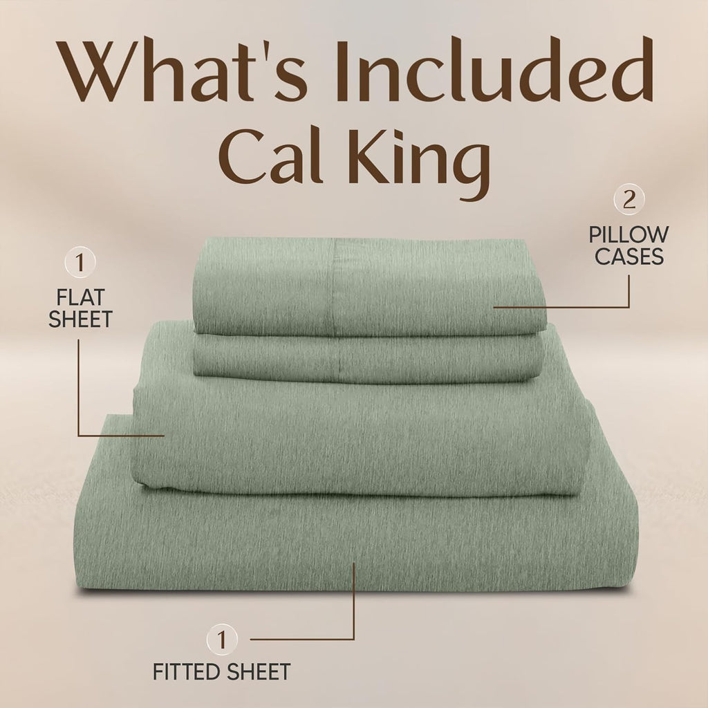 Utopia Bedding California King Size Sheet Set - Soft, Breathable Microfiber, 4-Piece in Heather Sage