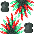 WATERGLIDE 50 LED Outdoor Christmas Lights - 16FT Battery Operated Mini String Lights | Waterproof Red & Green with 8 Modes & Timer for Holiday Decor