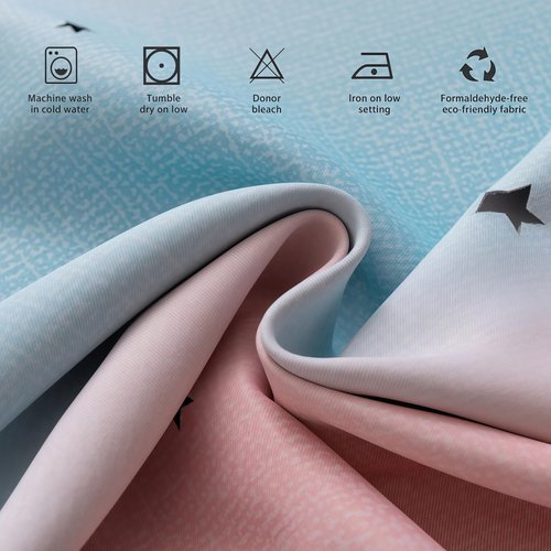 SENEETO 2 Panels Rainbow Curtains for Girls Bedroom, Star Darkening Curtains for Kids Girls Room, Unicorn Princess Window Decor, Privacy Protection and Insulation (Pink Purple Blue, W52 X L84)