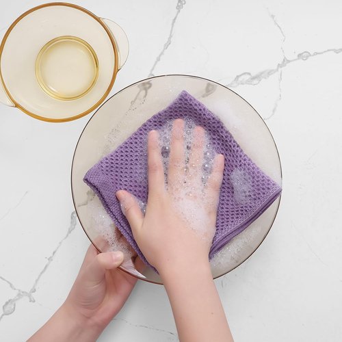 Homaxy 100% Cotton Dish Cloths - Ultra Soft, Absorbent & Quick Drying | 12x12 Inches, 6-Pack, Lavender