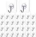 Strong Adhesive Wall Hooks by 30-Pack | Heavy Duty Self-Adhesive Towel & Coat Organizer - Transparent