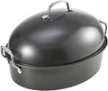 KITESSENSU Extra Large Roasting Pan with Lid - Nonstick Turkey Roaster with Rack | 18.5 x 14.5 In, Heavy Duty, Dishwasher Safe, Grey