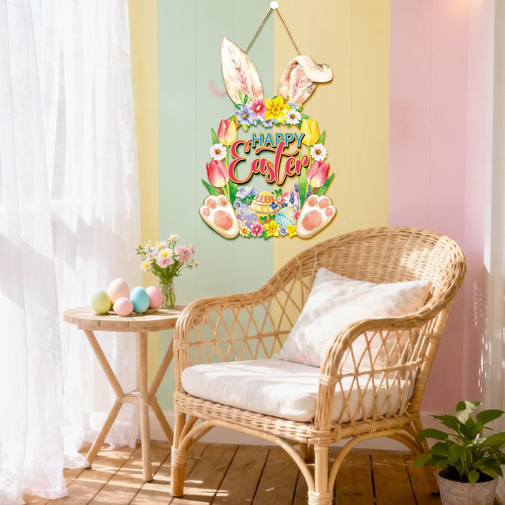 Regine Switzerland Easter Wreath - Charming Rabbit & Flower Design for Front Door Decor | Spring Welcome Sign