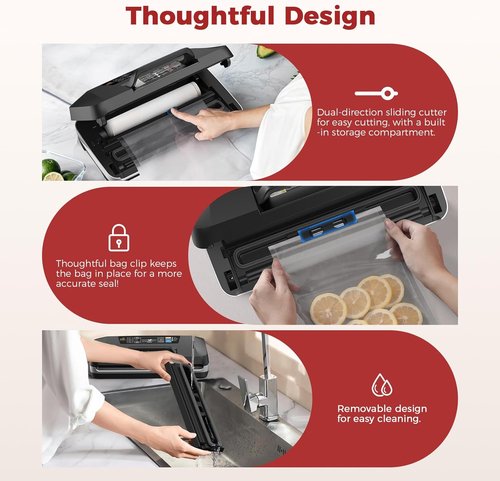 Commercial Food Vacuum Sealer Machine - 10-in-1 Automatic Sous Vide & Meal Prep | 230W Power, Double Heat Seal, Built-in Cutter