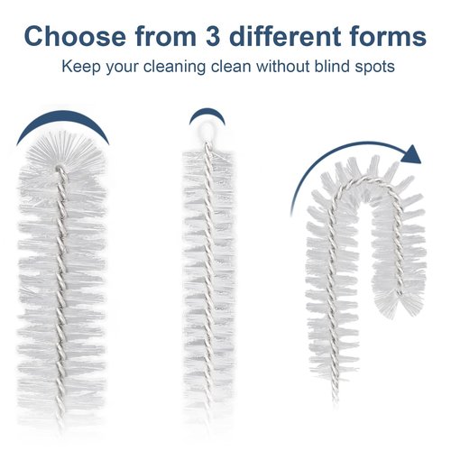 Straw Cleaner Brushes Sets, 12 Pieces 8.2 Inch Botthle Cleaning Brush and Nylon Tube Brush Brush Kit for Sippy Cup, Tumbler, Water Bottle, Drinking Straw (White)