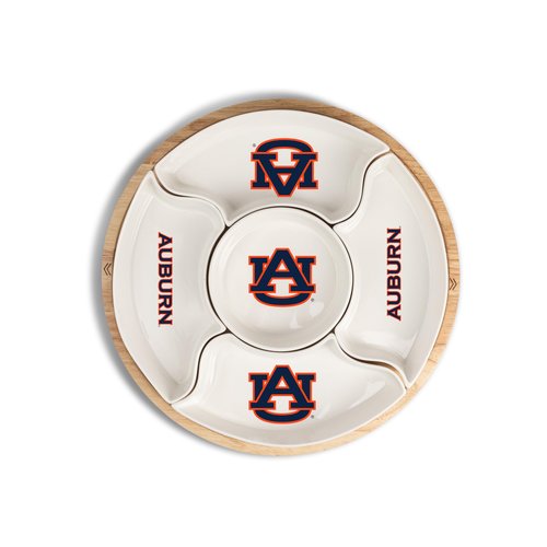 The Memory Company Officially Licensed 16" 5-Section Serving Tray w/Wood, Auburn University