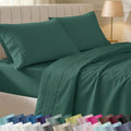 California Design Den Queen Size 100% Cotton Sheets Set - 400 Thread Count, Silky Sateen Weave, Deep Pockets - Hunter Green