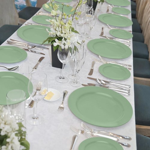 joy akkess 50PCS Sage Green Plastic Plates - Heavy Duty Sage Green Plates Disposable include 25 Dinner (10.25") & Dessert/Salad (7.5") for Birthday, Baby Shower, Wedding