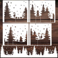 Skiennix Christmas Stencils - Reusable Large Winter Forest & Village Designs | 53.1” Holiday Templates for Window Glass & Crafts
