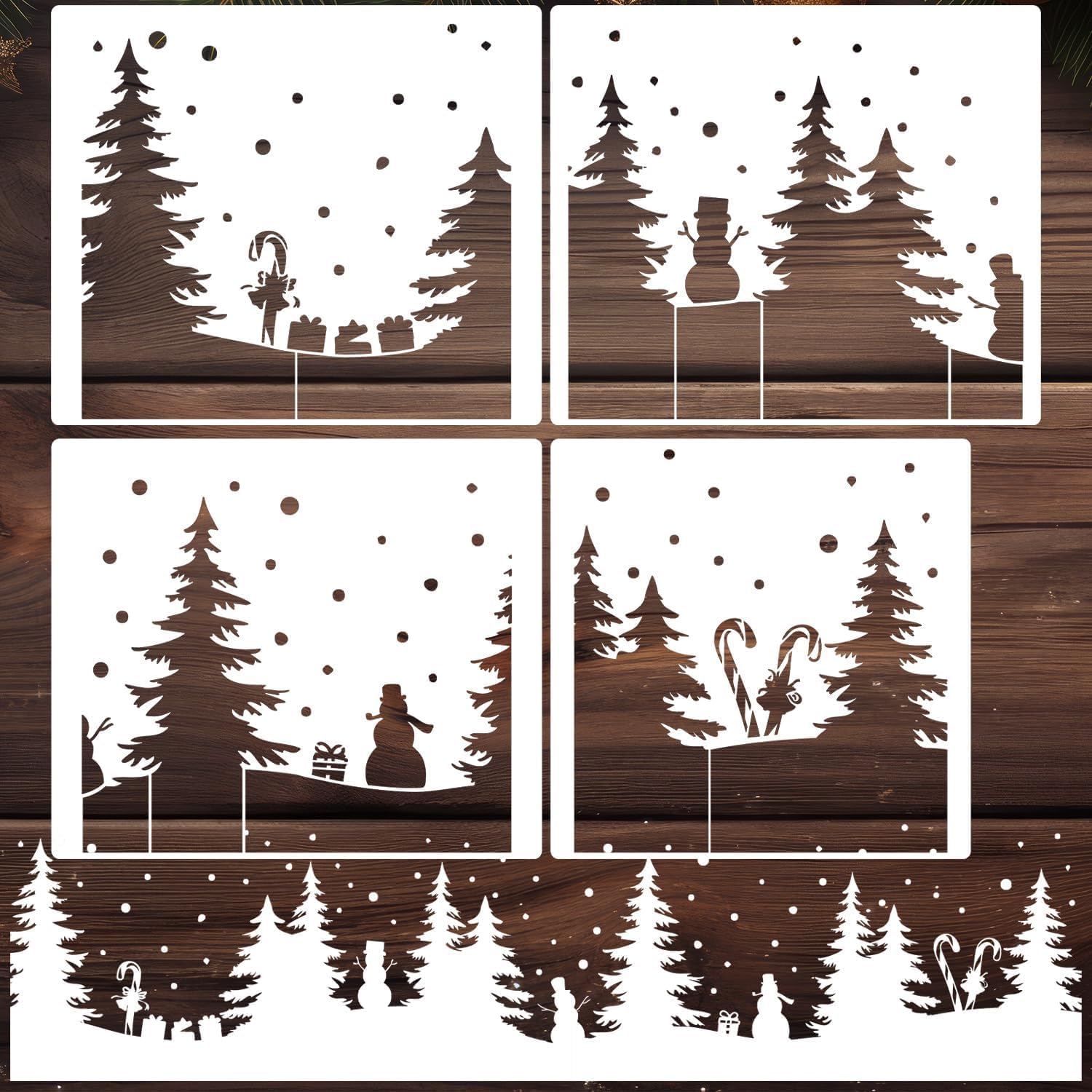 Skiennix Christmas Stencils - Reusable Large Winter Forest & Village Designs | 53.1” Holiday Templates for Window Glass & Crafts