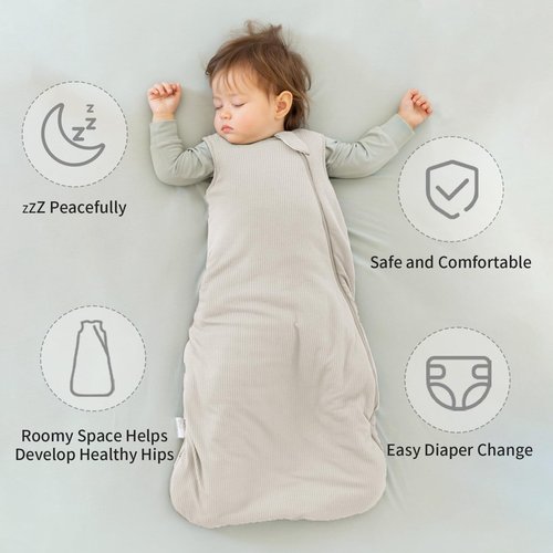 BubblePanda Rayon Made from Bamboo Sleep Sack 6-12 Months Supersoft Toddler Sleep Sack 1.0 Tog Breathable Baby Wearable Blanket with 2-Way Zipper Unisex Sleeping Bag for Babies