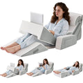 Paxato 9PCS Wedge Pillow Set for After Surgery Recovery, Adjustable Memory Foam Neck Pillow, Foam Leg Pillow, Relieves Neck, Leg Pain, Sleep Apnea, and Functions as a Reading Pillow, Gray