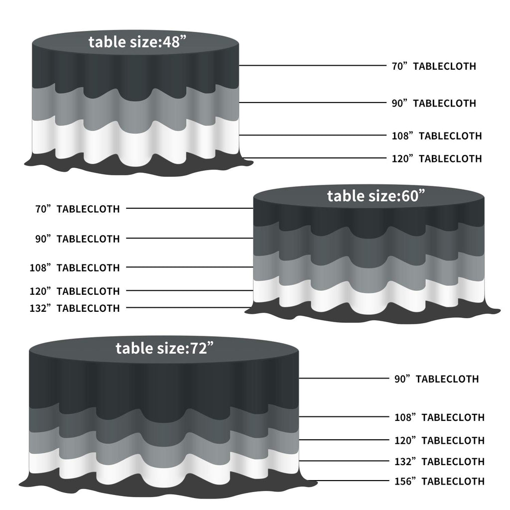 Fokitut 6 Pack Round Tablecloth, 108 Inch, Stain Resistant and Wrinkle Polyester Table Cloth, Fabric Table Cover for Kitchen Dining, Wedding, Party, Holiday Dinner-Black