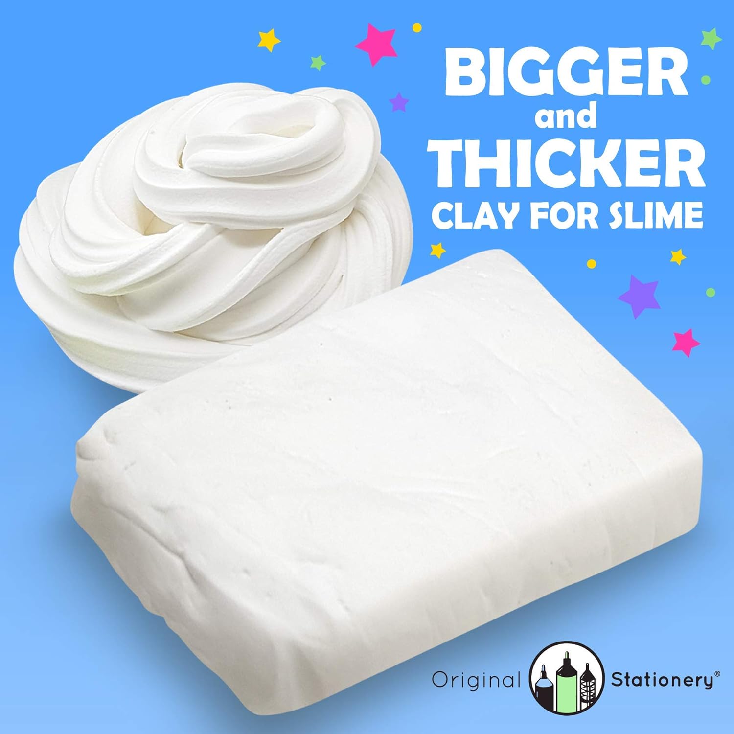 Original Stationery Soft Clay - White Foam Clay Add-In for Slime Making | 230g (8.1 oz) - Stretchy Air-Dry Texture