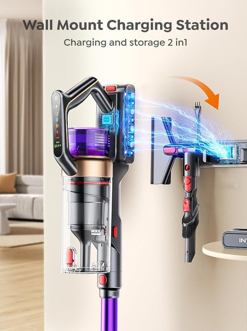 INTETURE Cordless Vacuum Cleaner - 650W, 55KPA Suction Power, 70 Mins Runtime | Anti-Tangle Design, Touch Screen