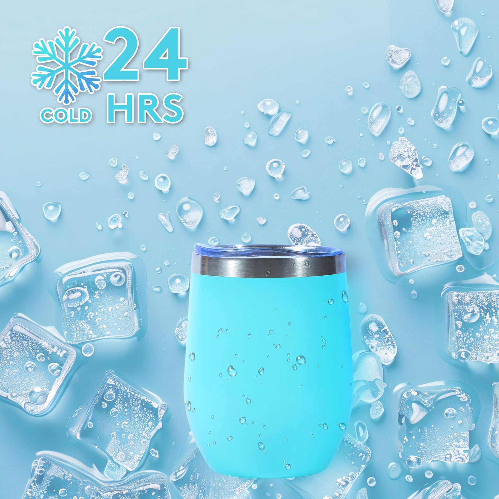Dongni Stemless Insulated Wine Glass Tumbler,12 oz Stainless Steel Stemless Wine Glass Keeps Beverages Cold for 6 Hours, Hot for 3 Hours Non-Slip, Easy-Grip Insulated Cup(Mix 12pack)