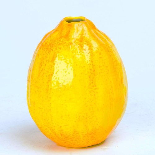 Cynkeyee Unique Lemon-Shaped Vases - Set of 2 Ceramic Fruit Decor for Flowers | 3.5 x 3.5 x 4.5 Inch