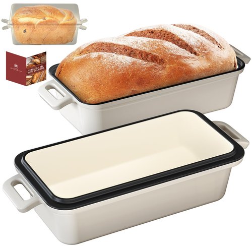 Tydanix 13x5 Enameled Cast Iron Loaf Pan with Lid – Bread Pan for Sourdough, Cake, Meatloaf, Even Heat, Nonstick, Easy to Clean, 2 Piece Set