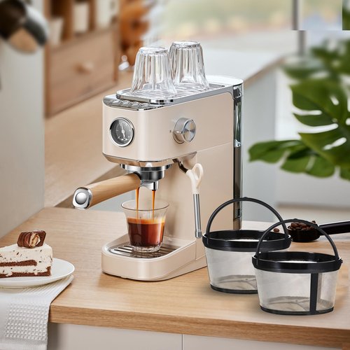 Clofiak 2Pcs Reusable Coffee Filters, 4-5 Cup Nylon Mesh Coffee Filter Basket with Handle Reusable Coffee Pot Filters Compatible with Makers and Brewers