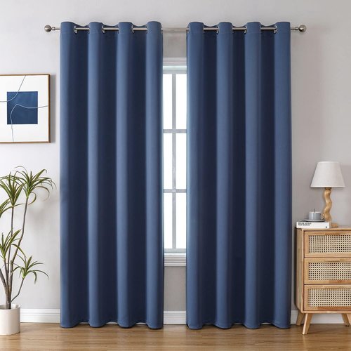 ChrisDowa Blackout Curtains - Thermal Insulated Room Darkening Panels | 80 Inch, Stone Blue, 2 Pack