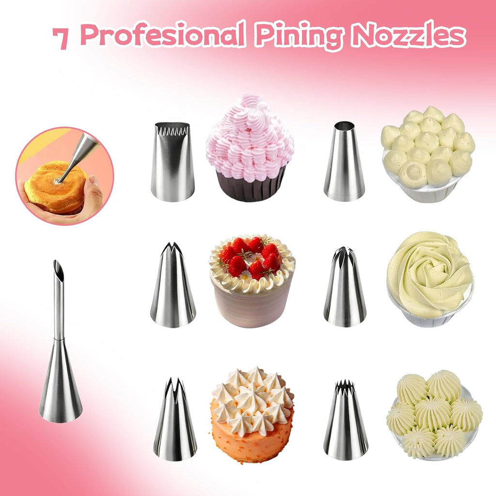 Skiennix Reusable Piping Bags Set - 16-Inch Pastry Bags for Cake Decorating | 15PCS Easy to Clean Kit