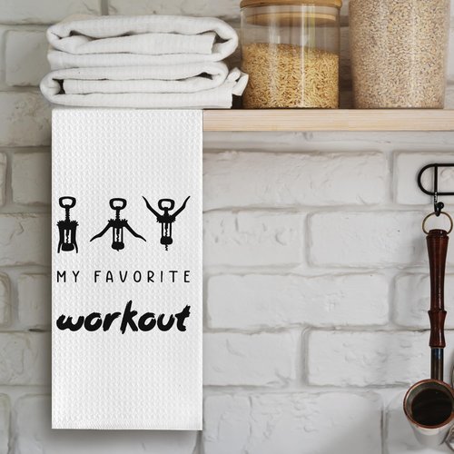 Cilrii Funny Wine Kitchen Towels,My Favorite Workout Hand Towels,Funny Wine Lovers Gifts for Women,Dish Towel for Kitchen Bathroom Decor 16 X 24