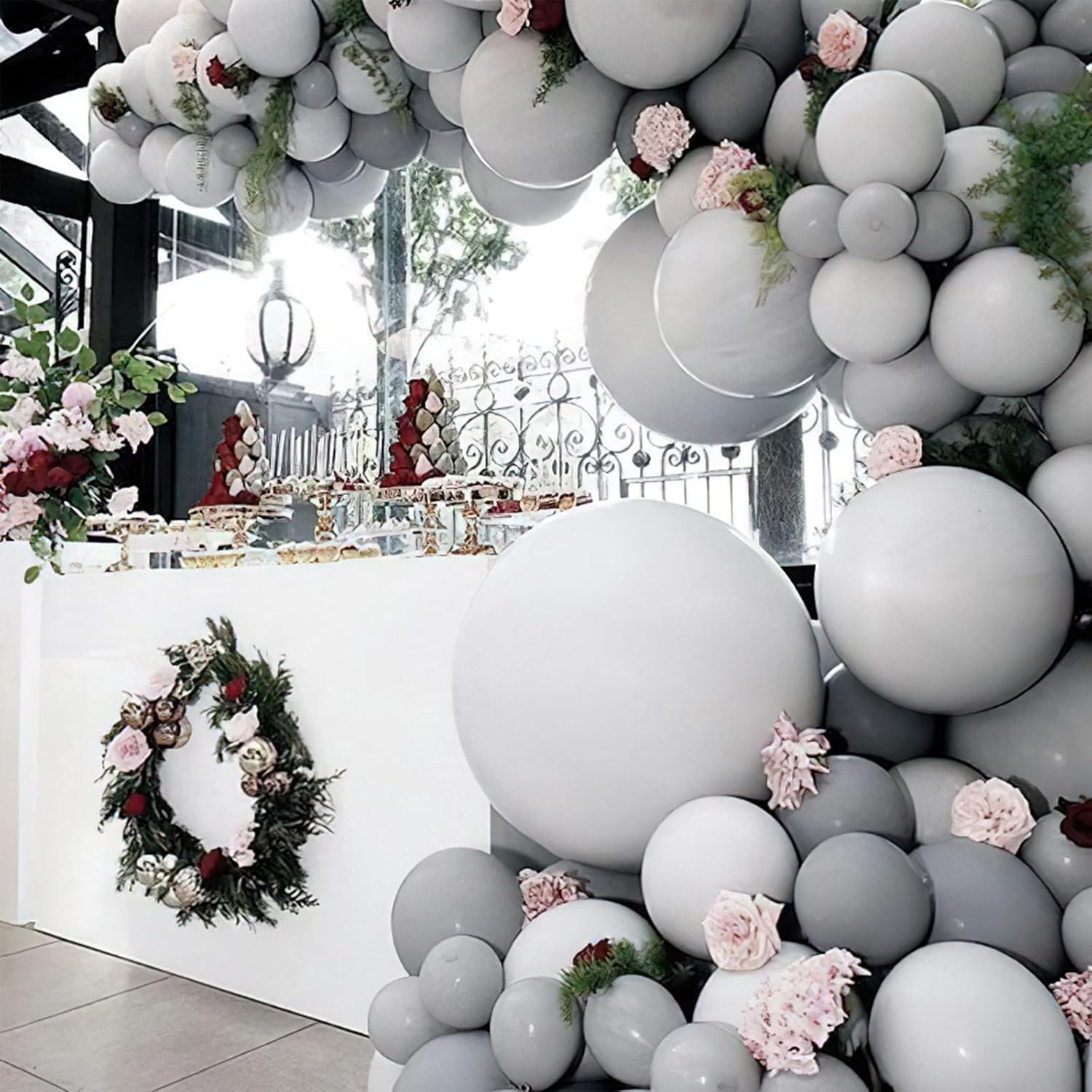 PartyWoo Gray Balloons - 120-Piece Matte Latex Balloon Arch Kit for Baby Showers & Weddings | 5-12 Inch Sizes