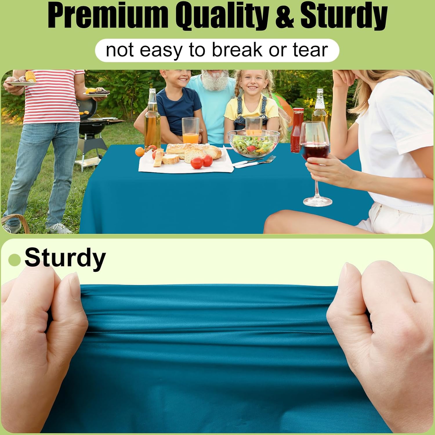 Smiry Disposable Tablecloths - Waterproof 54 x 78 Inch Rectangle Covers | 6 Pack in Aqua, Sturdy & Leakproof