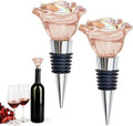2 PACK Rose Wine Stopper, Bottle Stopper Wine Saver, Reusable Wine Corks For Beverage, Wine Preserver Wine Saver Keep Wine Fresh Wine Accessories Gifts for Wine Lovers, Wedding Favors (Style 1)