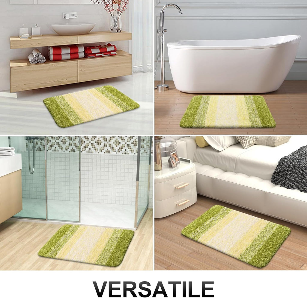 OLANLY Bathroom Rugs - Extra Soft Microfiber Mat with Rubber Backing | 30x20 Inches, Olive Green