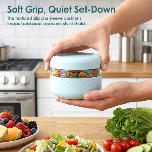 Cafezi 24 oz Glass Lunch Bowl Container with Lid | Leak & Spill Proof, BPA-Free, Microwave & Dishwasher Safe, Airtight Meal Prep & Food Storage Jar for Lunch, Salad, Soup, Overnight Oats, Stew, Yogurt