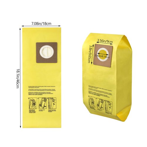 HOLEPU AH10243 Disposable Vacuum Bags for Hoover Commercial CU2 Vacuum Cleaner CH54013 CH54015 CH54113 CH54115 for HushTone, Yellow (10 Pack)
