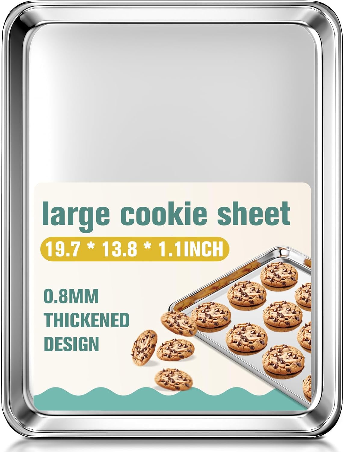 Skiennix Extra Large Stainless Steel Baking Sheet - Heavy Duty Nonstick Oven Tray (20" x 14" x 1")