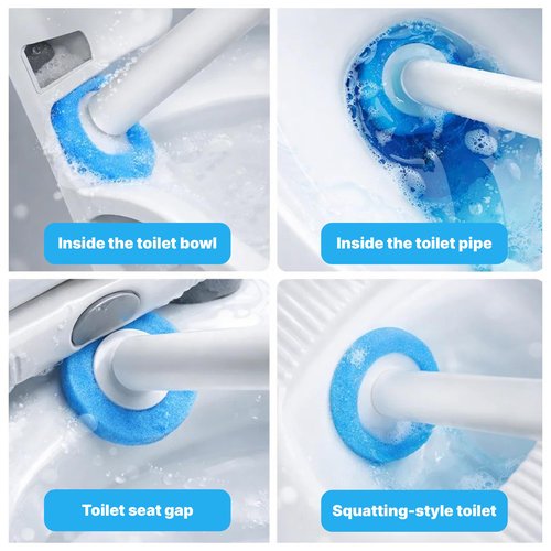 CiLoN 24 Count Carry Detergent Disposable Toilet Brush Refill Pads. 5-Layer Rich Foam Cleaning Sponge Head Replacements. Pre-Loaded Disposal Scrubbing Head Refills For Toilet Wands. 24 Pads-Value Pack