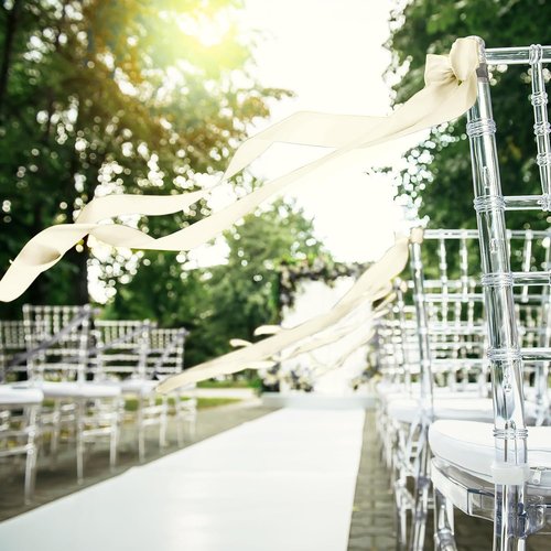 Daifunli Wedding Bows - 24 Pcs Ivory White Satin Chair Decorations | Elegant Aisle Decor Ribbons